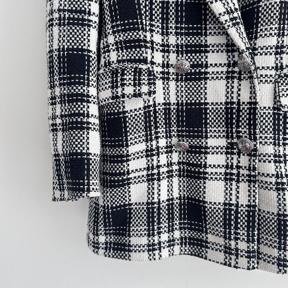 Zara Tweed Jacket Womens Small Double Breasted Blazer Equestrian Quiet Luxury - Picture 3 of 13